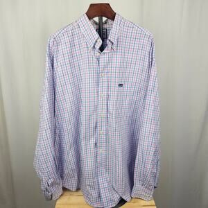 VTG 90's Faconnable XXL Button Down Shirt Plaid Cotton France USA Classic